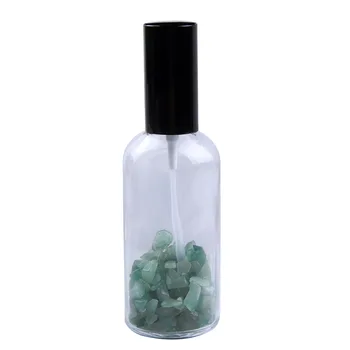 Yaye 1pc Naturlig Gemstone Chips 100 ml Klart Glas, Flasker, Sprøjte Genopfyldning Parfume Forstøver Rejse Bærbare Sort Hætte 18282