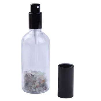 Yaye 1pc Naturlig Gemstone Chips 100 ml Klart Glas, Flasker, Sprøjte Genopfyldning Parfume Forstøver Rejse Bærbare Sort Hætte 3