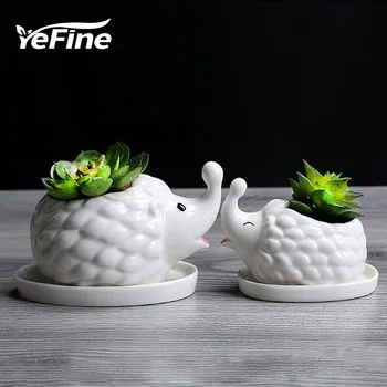 YeFine Koreansk Stil Tegnefilm Keramik Potte Sød Pindsvin Kødfulde Urtepotteskjuler Kultur, Mode Office Home Desktop Dekoration 3