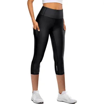 Yoga Shorts Women ' s Fitness-Pants Stramme Elastiske Hurtig Tørring Yoga Bukser Reflekterende Syv Point Yoga Bukser Lommer Fitnesscenter Leggings 20652