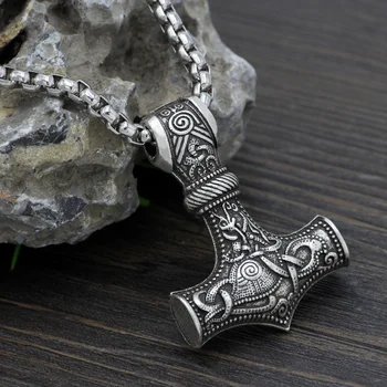 Youe skinnede Stort Thor hammer Mjølner Viking Amulet Hammer Skandinavisk Pendant Norrøne Smykker 3