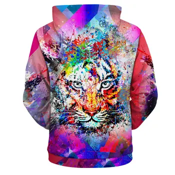 YOUTHUP 2020 Mænd 3d-Hættetrøjer Maleri Tiger 3d-Print Hætteklædte Sweatshirts Cool Fashion Hættetrøjer Mænd 3d-Pullover Plus Size Træningsdragter 2