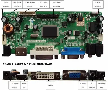 Yqwsyxl Control Board Monitor Kit for LTN173KT02-T01 HDMI+DVI+VGA-LCD-LED-skærm-Controller Board-Driver 37534