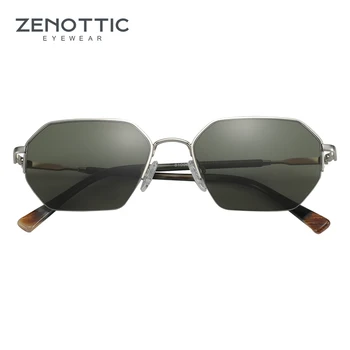 ZENOTTIC Brand Design Sekskant Solbriller Kvinder Mænd Legering Retro Rektangel UV400 Kørsel Nuancer Anti-blænding Polariserede solbriller 4