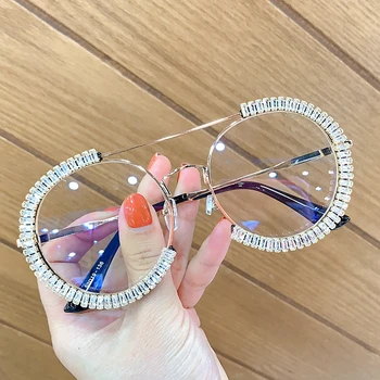 Zircon overdimensionerede solbriller 2020 luksus Runde solbriller kvinder Klar linse Briller Nuancer Til Kvinder oculos feminino 3