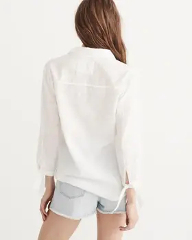 ZNG 2019 Nye Mode Kvinder Bluse Shirt med Lange Ærmer til Kvindelige Sexet Tee Toppe Kvinder Bomuld Skjorte Blusas Feminine Bluser 0