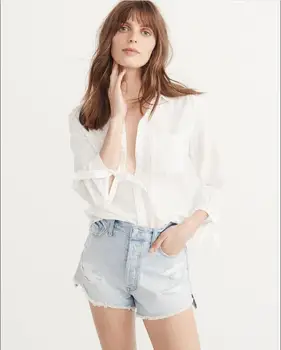 ZNG 2019 Nye Mode Kvinder Bluse Shirt med Lange Ærmer til Kvindelige Sexet Tee Toppe Kvinder Bomuld Skjorte Blusas Feminine Bluser 3