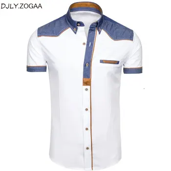 ZOGAA Skjorter til Mænd Mode, Denim Short Sleeve Formelle Shirts Mand Casual Sommer Tøj Toppe Slank Bomuld Plus Size Mandlige Shirts