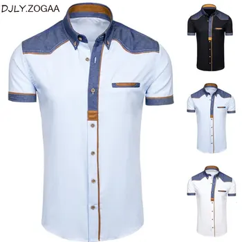 ZOGAA Skjorter til Mænd Mode, Denim Short Sleeve Formelle Shirts Mand Casual Sommer Tøj Toppe Slank Bomuld Plus Size Mandlige Shirts 2