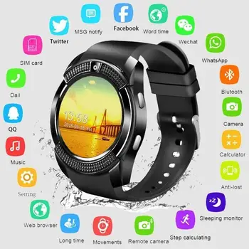 ZQH Farverige V8 Smart Ur Sport Bluetooth Smartwatch Touch Skærm med Kamera SIM-Kort Slot IP67 Vandtæt Business Mode 2