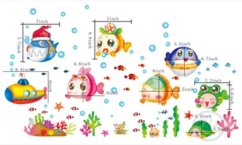 Zs Mærkat 75*130 cm nemo fisk over havet tegnefilm wall sticker til bruser, flise klistermærker i badeværelse for børn baby badekar