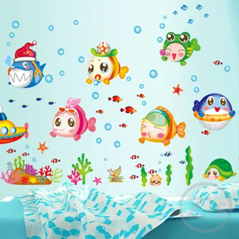 Zs Mærkat 75*130 cm nemo fisk over havet tegnefilm wall sticker til bruser, flise klistermærker i badeværelse for børn baby badekar 2