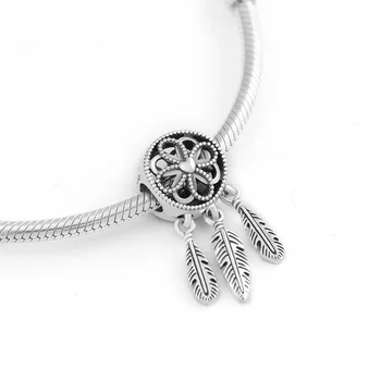 Åndelig Dreamcatcher Charm i 925 Sølv Oprindelige Perler Til smykkefremstilling Passer Europa-Sterling Sølv Armbånd Til Kvinde DIY 2