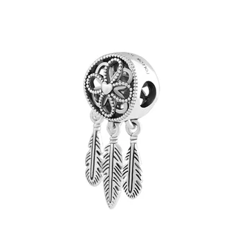 Åndelig Dreamcatcher Charm i 925 Sølv Oprindelige Perler Til smykkefremstilling Passer Europa-Sterling Sølv Armbånd Til Kvinde DIY 3