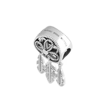 Åndelig Dreamcatcher Charm i 925 Sølv Oprindelige Perler Til smykkefremstilling Passer Europa-Sterling Sølv Armbånd Til Kvinde DIY 4