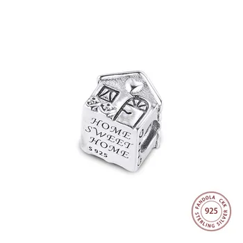 Ægte 925 Sterling Sølv Home Sweet Home Charms Passer til Kvinder, Oprindelige Armbånd i Sølv Perler til smykkefremstilling 3