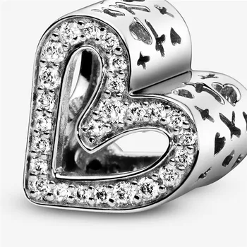 Ægte 925 Sterling Sølv Mousserende Freehand Hjerte Charm Perler passer Oprindelige Pandora Armbånd 925 Sølv Mærke Smykker Gave 2