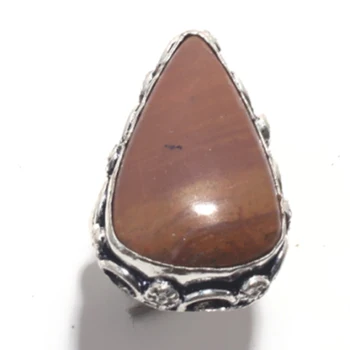 Ægte Jasper Ring i Sølv Overlay over Kobber, håndlavede Kvinder Smykker gave, amerikas forenede stater Størrelse : 8, R6798 0