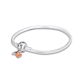 Øjeblikke Blade & Slange Kæde af Sterling Sølv Armbånd Til Kvinde DIY perler til smykkefremstilling Europæiske Kvinde Sølv Armbånd 0